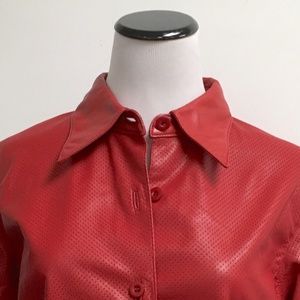 NICOLA BERTI RED LEATHER SHIRT JACKET M
